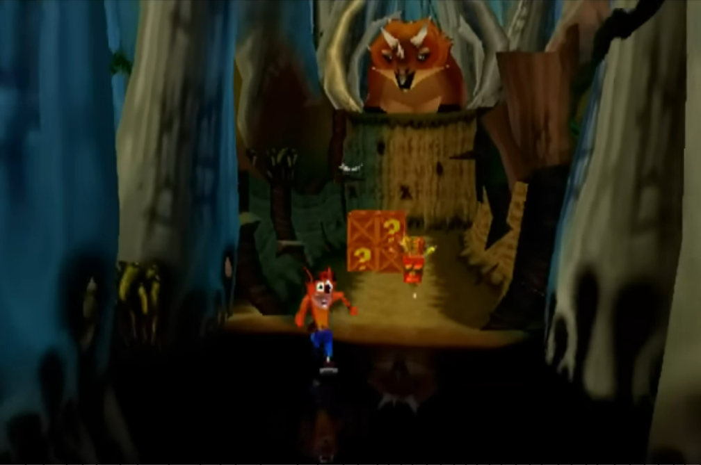 Crash Bandicoot opens his eyes. He is sprinting though the level Bone Yard with a great fervor.