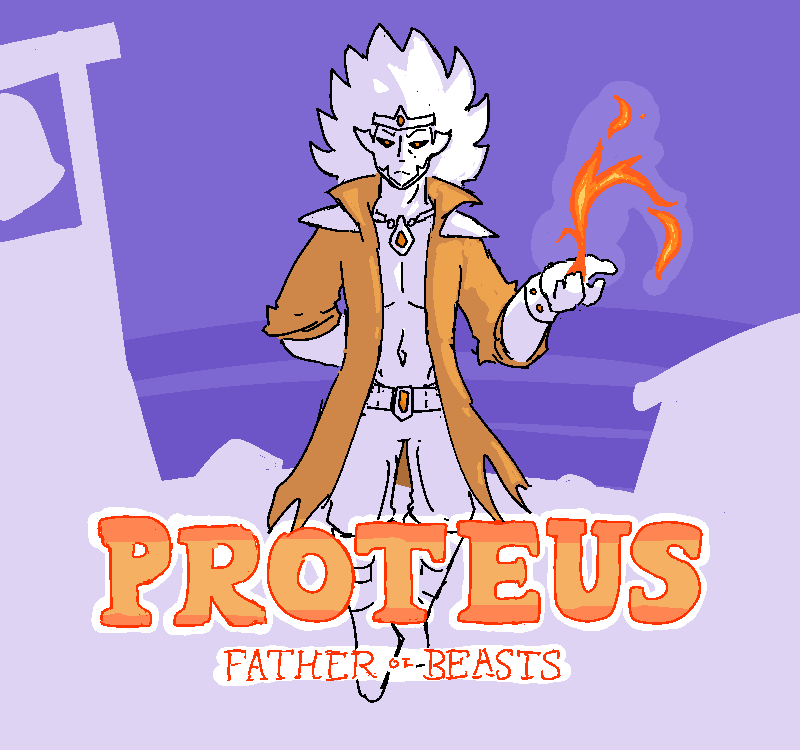 The figure is revealed in full, along with his name and boss subtitle: PROTEUS, FATHER OF BEASTS