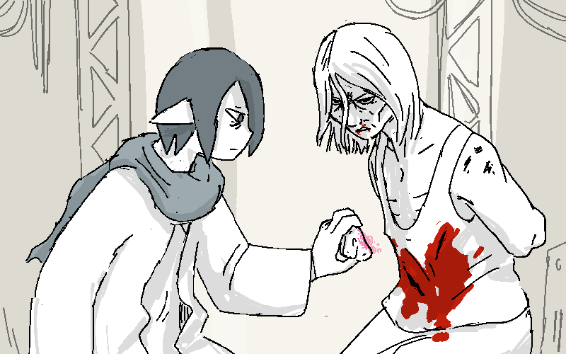 Jiro applies the potion to Mercy's wounds.