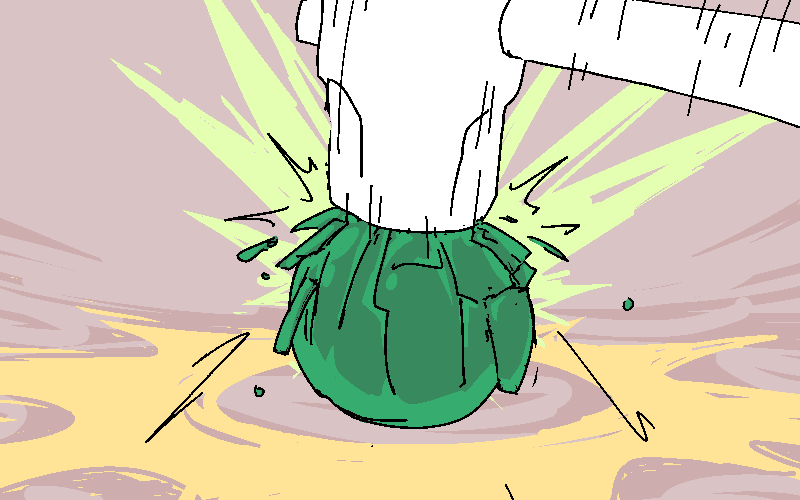And brings it down upon the orb, fracturing it under the sheer weight of the blow. Little granules of glass shoot off in every direction.