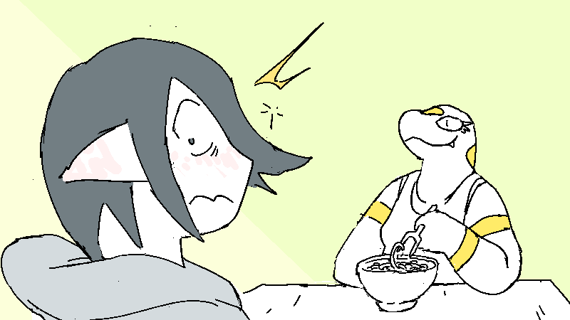 Jiro suddenly notices how long he's been talking, notices the little cat-eyed smile Sunny's got.