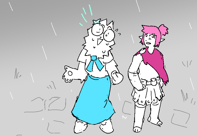 Coral explains her new master plan, carried by the kind of fresh mania you only get under diamond-forging pressure. Polyta watches with tentative concern.