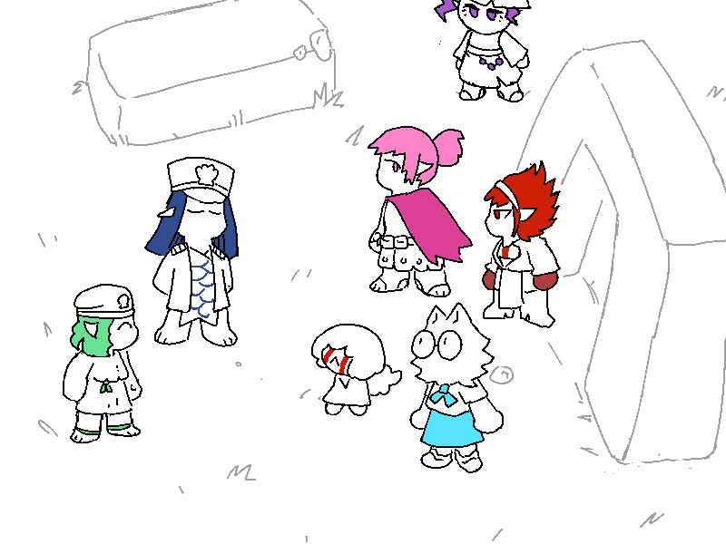 Coral, Helen, Polyta and Nix all gather at the portal. Eladea, Rilly and Zabelle see them off.