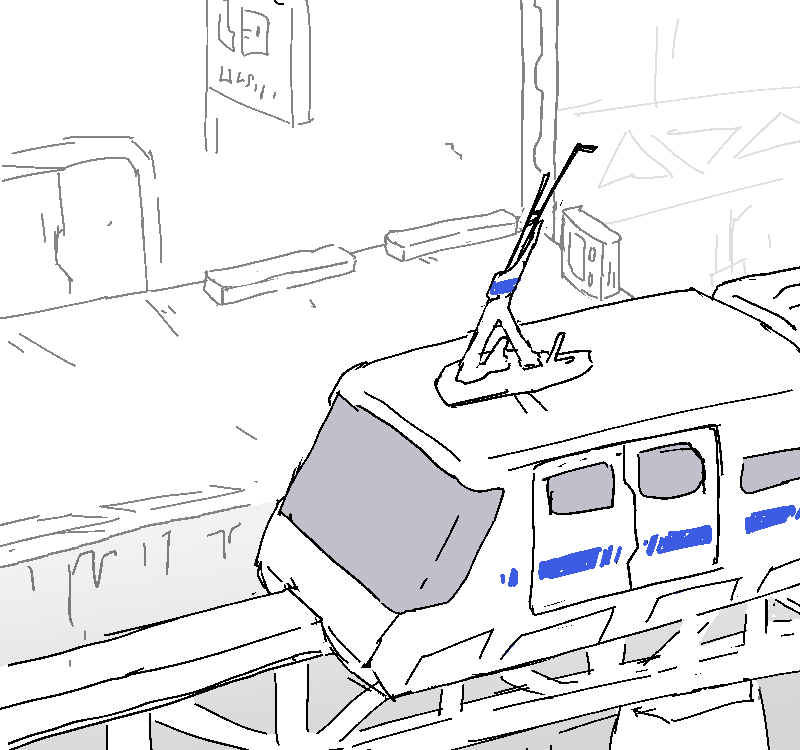 A tram rolls into the station of the Avean facility.