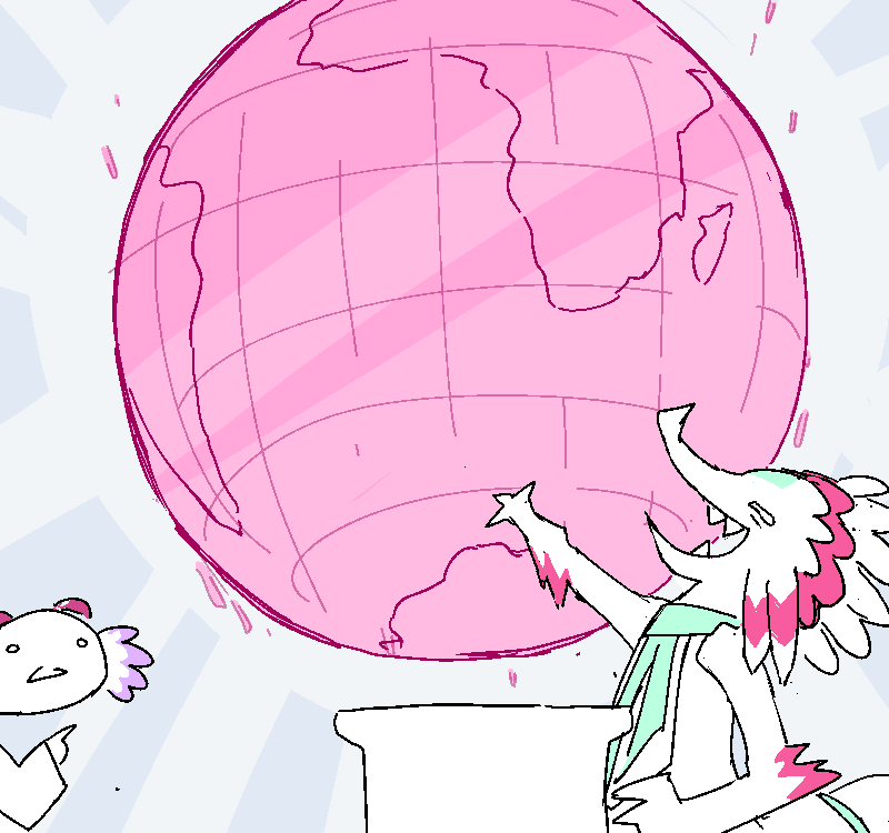 The hologram projection displays a great big Earth.