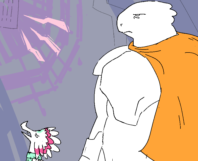 Ribrax and Squarck are interrupted by an announcement over the intercom.