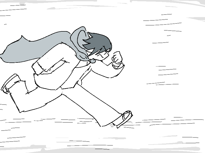 Jiro dashes down a hallway on the Avean base!