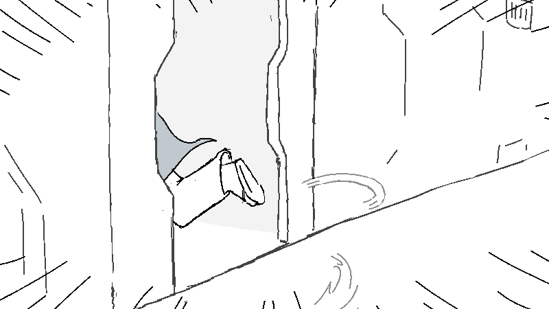 Jiro breaks away through a door on his left.