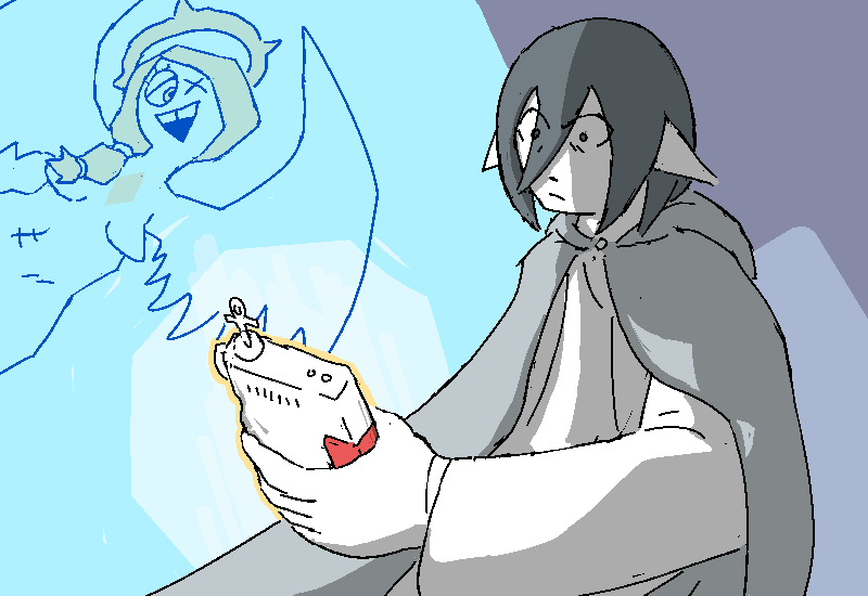 He takes out something from his pocket -- the communicator Mercy gave him.