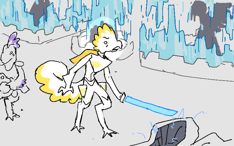 All the forcefields on all the holo-cages fail. The Captain stands staring for a second, the Grunt following him looks around the room frantically.