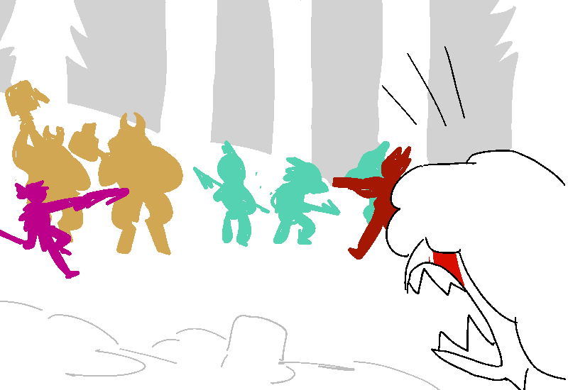 Polyta and Helen flank their enemies, remaining on the attack. Nix yells at them from the sidelines.