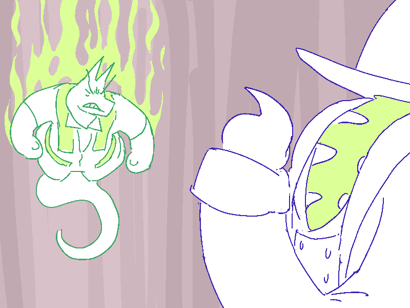 If Rex still had blood it'd be boiling right now. He seethes with ghostly flame.
