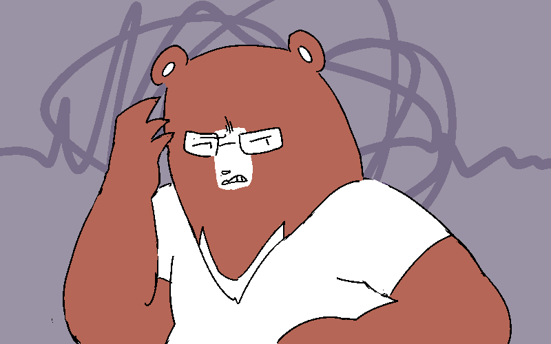 Moon-Soo brings his hand to his temple.