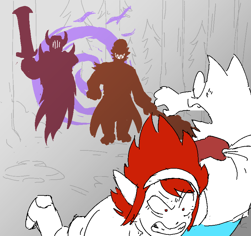 Alexi is joined by the Silencing Knight in front of the rapidly dissipating portal, blocking the way through. Helen runs in the other direction dragging Coral with her, who reaches back and cries out.