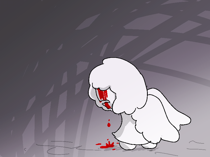 Nix's bloody tears stain the cobblestones.