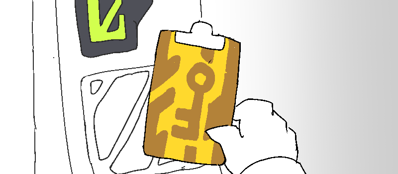 Sunny swipes the Yellow Keycard over a card reader.