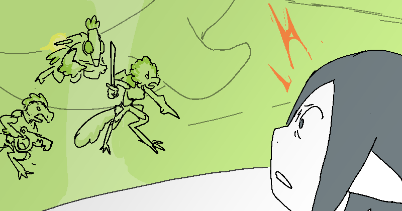 Jiro sees Aveans gathering outside, led by the Captain Sunny stunned earlier.