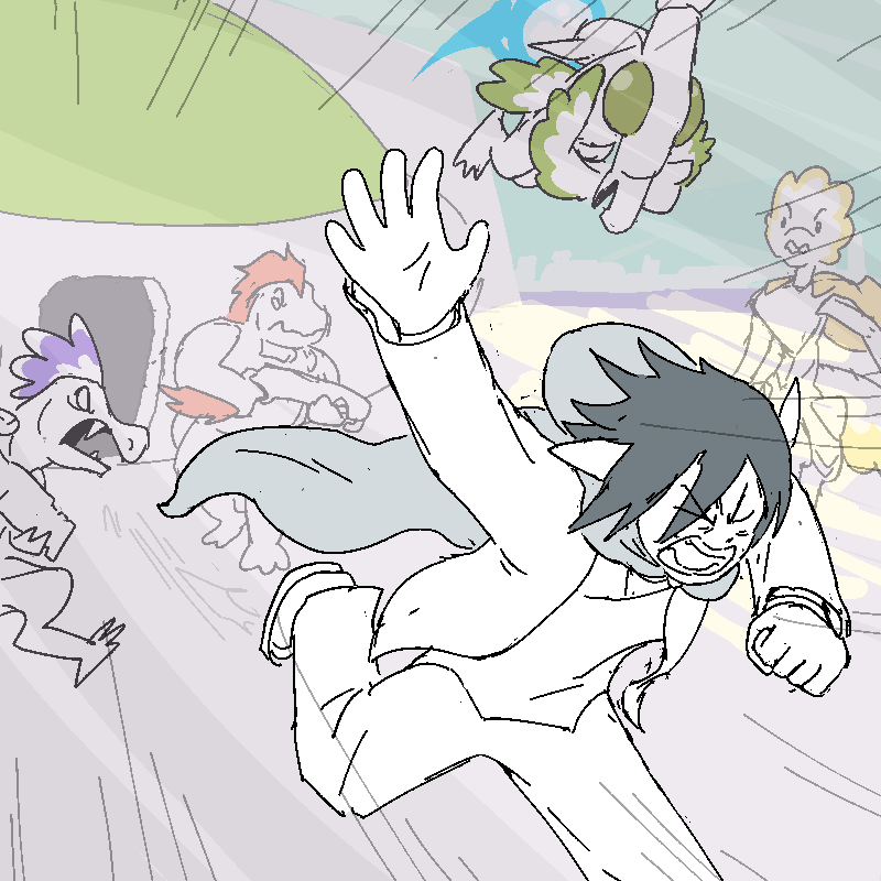 Jiro kicks open the door and runs out. He waves his hands, cries out, does everything he can to drag the Aveans' attention with him as he sprints acrss the flight deck and away from the shuttlepod.