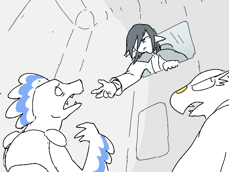 Jiro beckons to pull Glard up into a vent, a notion he finds particularly objectionable.