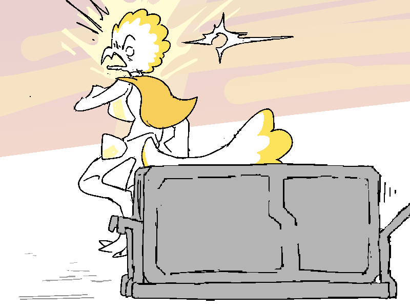 The Captain spots it out of the corner of her eye -- a trolley with a crate on it just like the one Sunny had. She whips around--