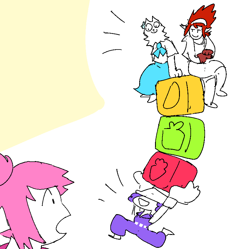 jamila appears, carrying a big stack of jams with coral and helen sitting on the top!!!