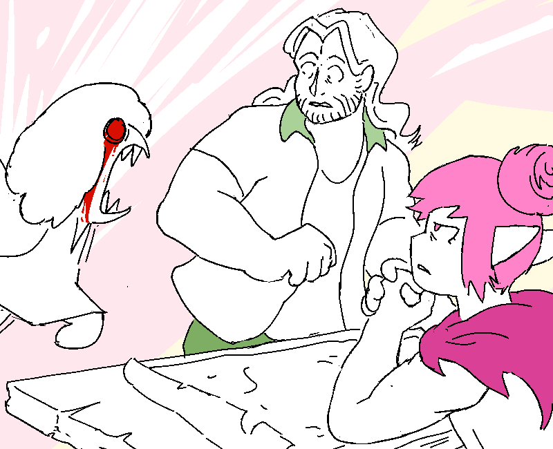 Nix bursts in and immediately starts yelling.