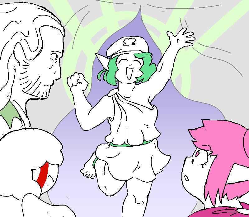 Rilly throws open the tent entrance and strikes a cutesy pose to announce her presence!