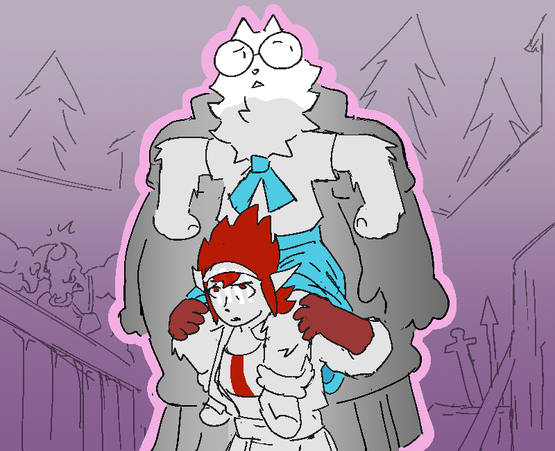 Inside the suit of armour, Helen has Coral propped up on her shoulders.