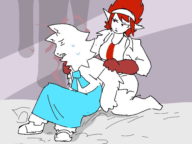Helen takes Coral by the shoulders to gently help her sit up.