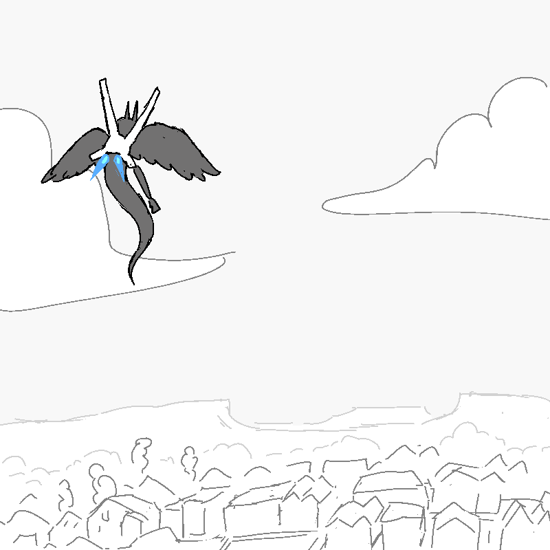 In the sky above Fairwell, the bastard hovers. He's outfitted with Avean Cyber-Enhancements: a jetpack, an analysing eye lens, a control collar.