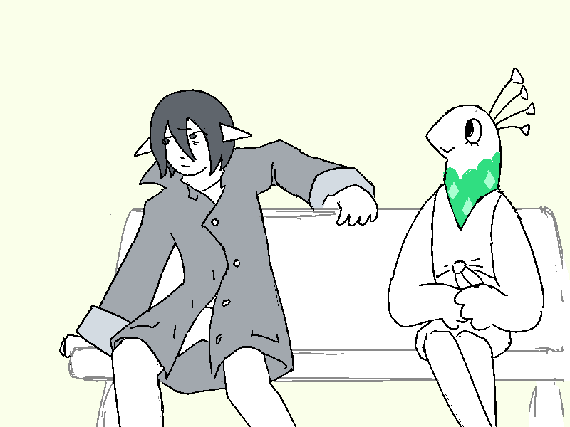 Jiro lets himself back down onto the bench.