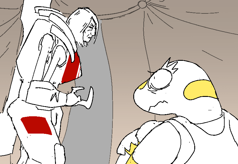 Mercy glances back to Sunny as she leaves.